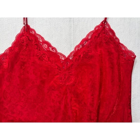 Victoria's Secret Chemise Slip Dress Red Lace Gold Label Women's L Vintage Y2K - Picture 4 of 7